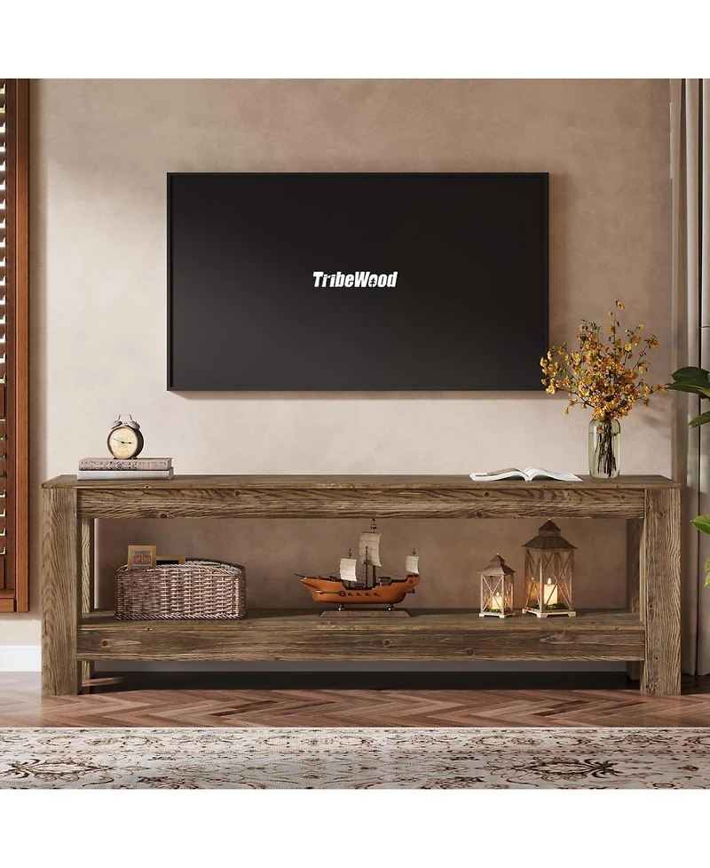 Tribesigns 70.9-Inch Solid Wood Tv Stand, Farmhouse Tv Console for 65/70/80/85-Inch TVs, Entertainment Center