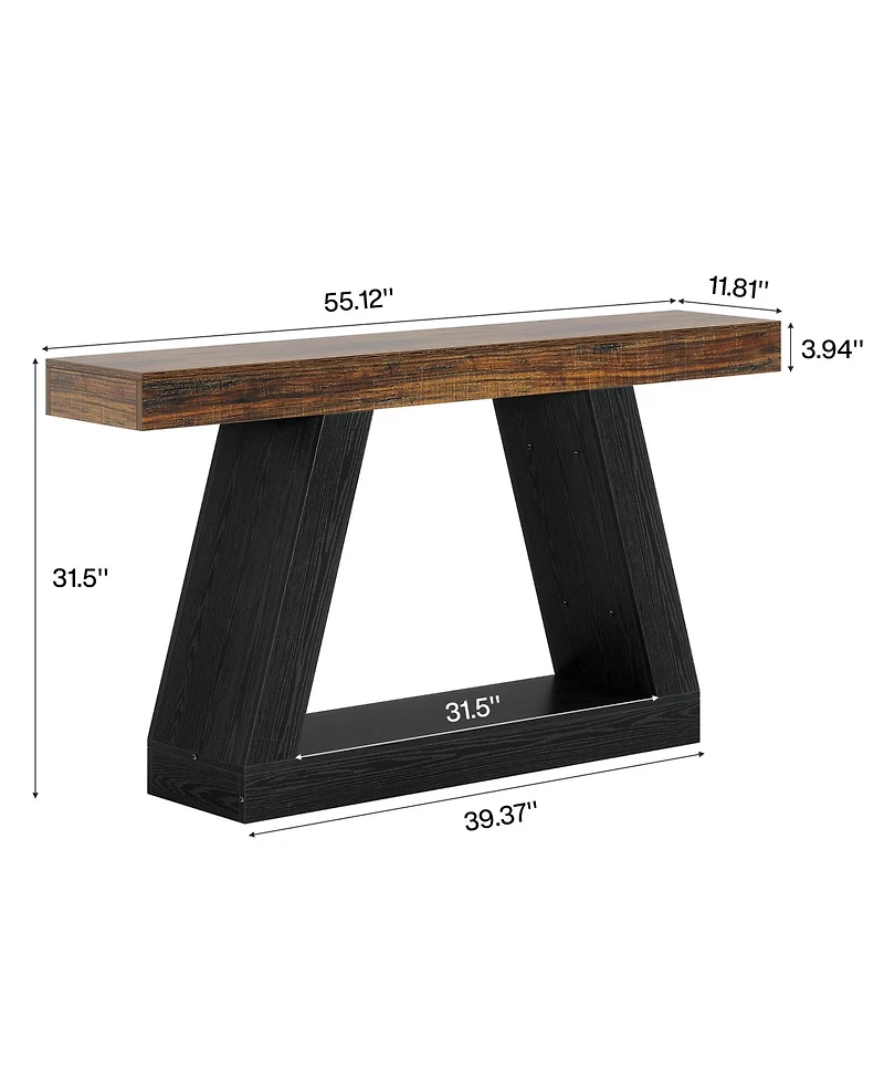 Tribesigns Farmhouse Console Table, 55-Inch Rustic Sofa Table with Storage, Industrial Wooden Entryway for Hallway