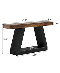 Tribesigns Farmhouse Console Table, 55-Inch Rustic Sofa Table with Storage, Industrial Wooden Entryway for Hallway