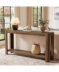 Tribesigns 63 Inch Entryway Console Table, 2-Tier Farmhouse Narrow Sofa Table Behind Couch, Accent Entrance Furniture, Rustic Brown
