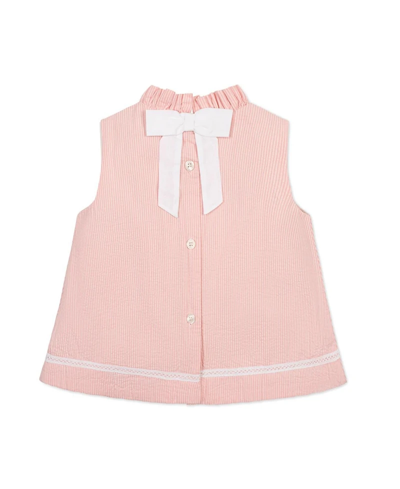 Hope & Henry Little Girls and Organic Ruffle Neck Seersucker Top