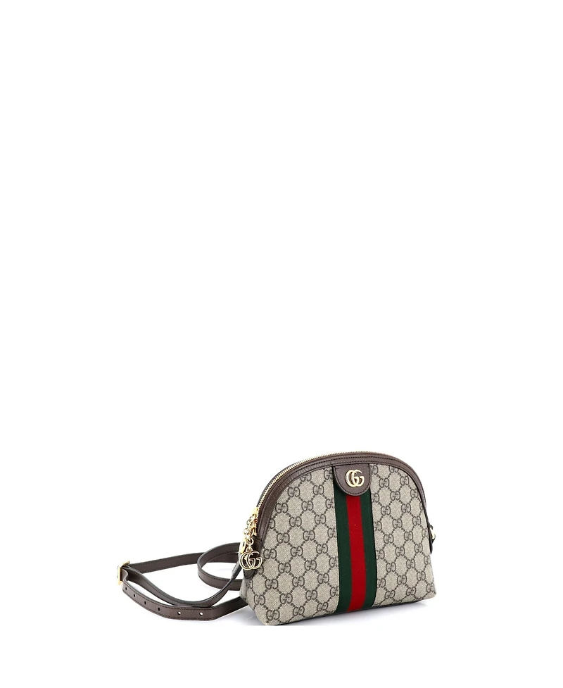 Pre-Owned Gucci Small Ophidia Dome Shoulder Bag Gg Coated Canvas