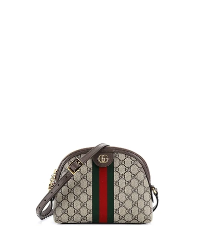 Pre-Owned Gucci Small Ophidia Dome Shoulder Bag Gg Coated Canvas