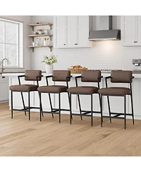 gaomon Bar Stools Set of 2 w/Backrest,27" Counter Height Stool with Armrest and Footrest,Tall Chairs Thick Cushion Thickened Metal