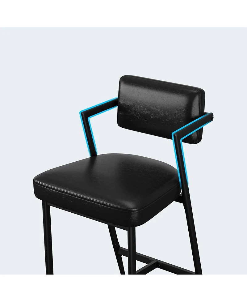 gaomon Bar Stools Set of 6 with Armrests,Counter Height Backrest,Footrest, Thick Cushion and Thickened Metal Legs