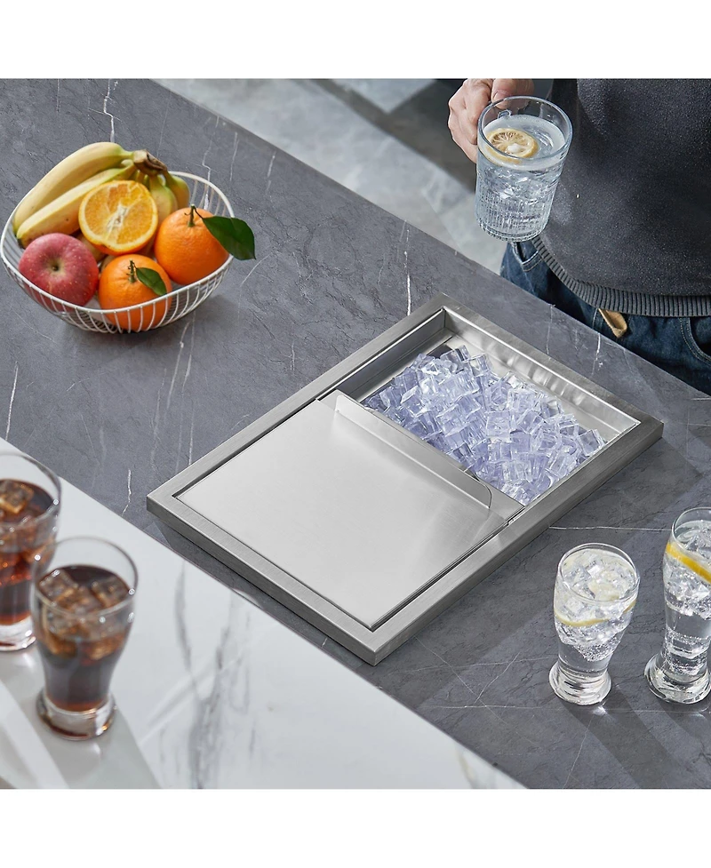 Mecale 18 x 12 x 14.5 Inch Drop-In Stainless Steel Ice Chest, 40.9 Qt with Sliding Lid