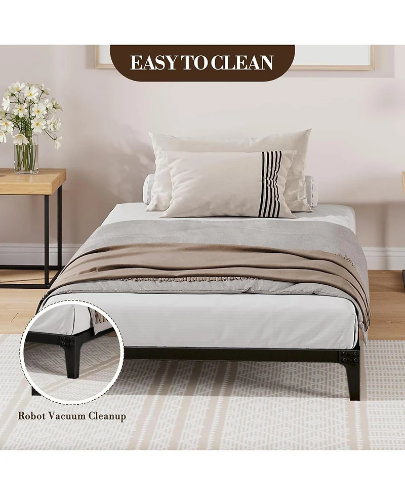 gaomon 6" Twin Metal Bed Frame, Heavy Duty with 600 Lbs Capacity, Steel Slats, No Box Spring, Noise Free, Sturdy.