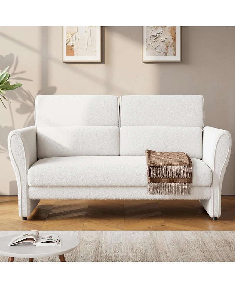 gaomon 57" Loveseat Sofa, Modern Upholstered Couch with High Backrest and Removable Lumbar Pillows for Small Spaces.