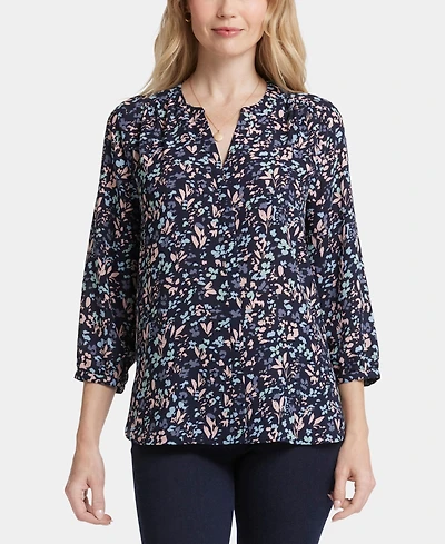 Nydj Women's Pintuck Split Neck Top