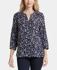 Nydj Women's Pintuck Split Neck Top