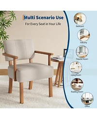 gaomon Set of 2 Mid Century Modern Accent Chairs, Linen Fabric Armchairs with Vertical Tufted Back, Upholstered Reading Lounge Chair