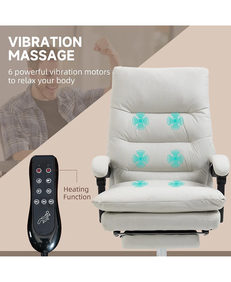 Boyel Living Microfiber Executive Massage Office Chair with Heated Recline and Footrest