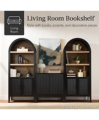 Best Choice Products 72in Tall Arched 5-Tier Bookshelf Storage Cabinet w/ Adjustable Shelves - Large