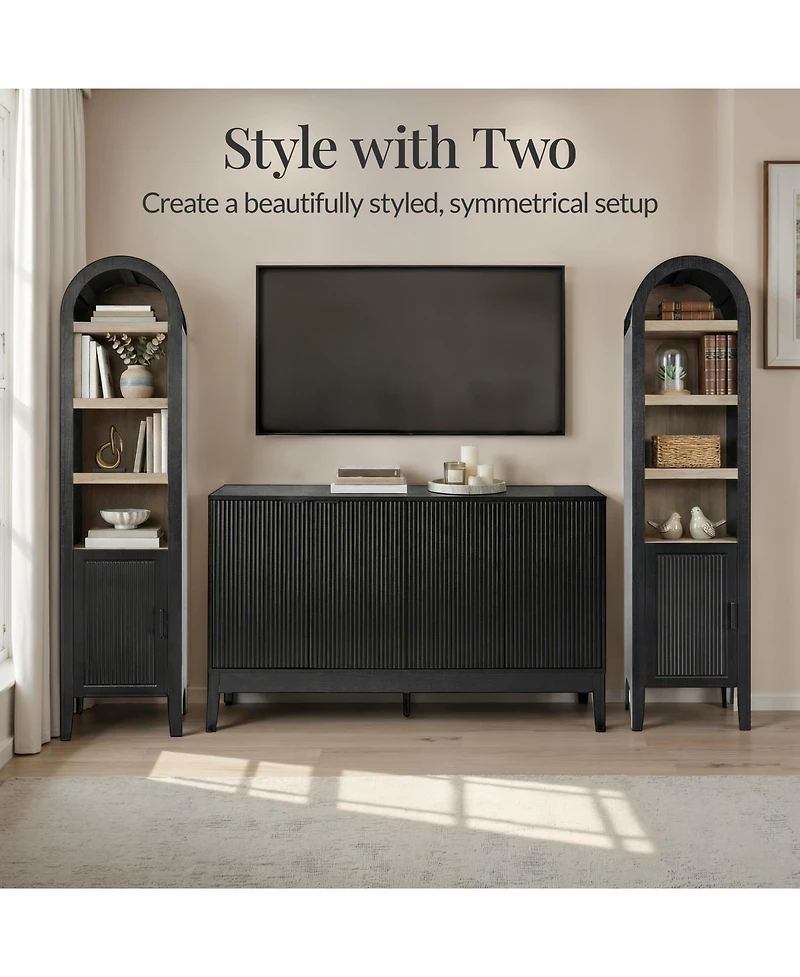 Best Choice Products 72" Tall Narrow Storage Cabinet w/ Adjustable Shelves, 4-Tier Modern Arched Bookcase 