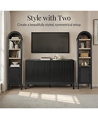 Best Choice Products 72" Tall Narrow Storage Cabinet w/ Adjustable Shelves, 4-Tier Modern Arched Bookcase 