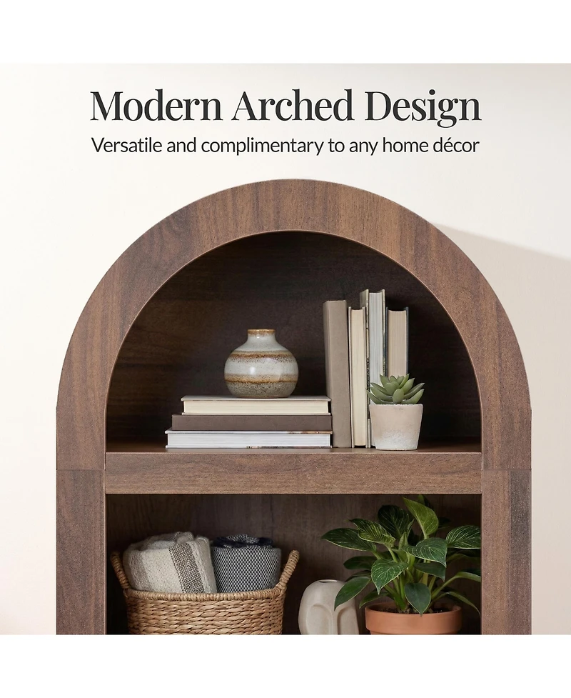 Best Choice Products 72" Tall Narrow Storage Cabinet w/ Adjustable Shelves, 4-Tier Modern Arched Bookcase - Narrow
