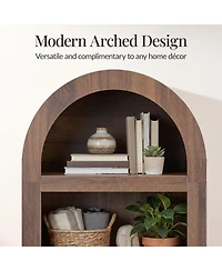 Best Choice Products 72" Tall Narrow Storage Cabinet w/ Adjustable Shelves, 4-Tier Modern Arched Bookcase - Narrow