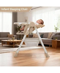 gaomon Foldable High Chair for Babies and Toddlers,Pu Leather Highchair with Adjustable Backrest,Footrest,Seat Height,Removable Tray