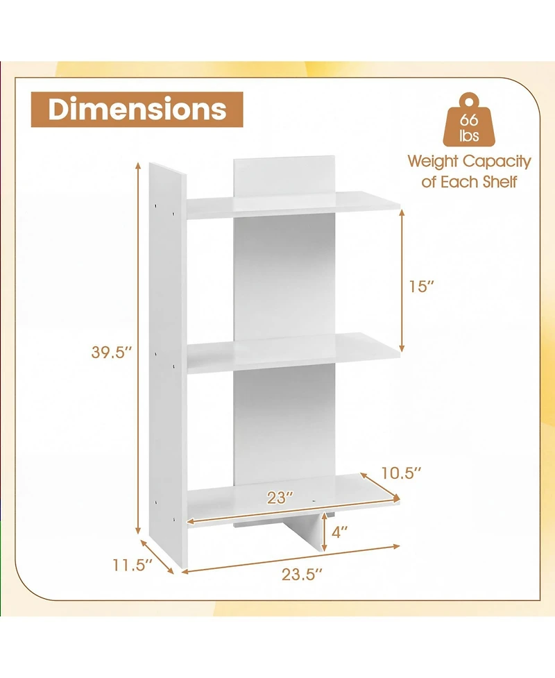 Slickblue 3 Tier Wood Bookcase with Anti Tip Safety Kit Storage Shelf