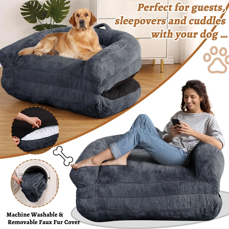 gaomon Human Giant Dog Bed for People Adult, Foldable Lazy Sofa Bed for Men Women and Pets
