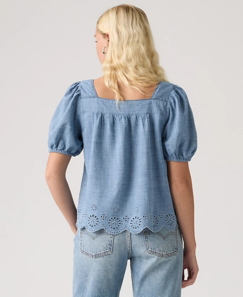 Levi's Women's Darling Short-Sleeve Cutwork Cotton Blouse