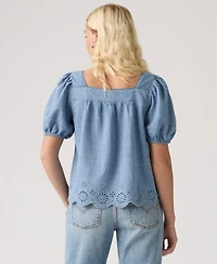 Levi's Women's Darling Short-Sleeve Cutwork Cotton Blouse