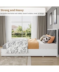 gaomon Full Upholstered Bed Frame with Tufted Design & Soft Headboard, Wood Slats, No Box Spring, Stable & Quiet