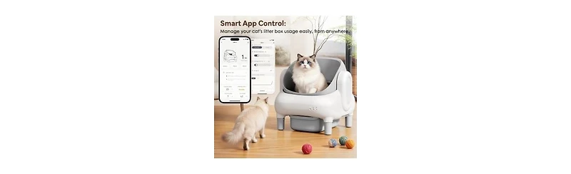 Cumrige Self Cleaning Litter Box,95L Automatic Cat Litter Box Self Cleaning for Multiple Cats, with Safety Protection,App Control
