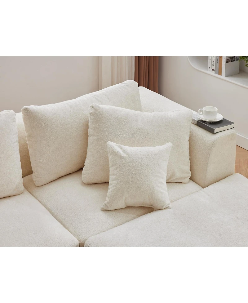 gaomon 140" U-Shaped Modular Sectional Sofa, 6-Seater Oversized Chenille Couch with Double Chaise