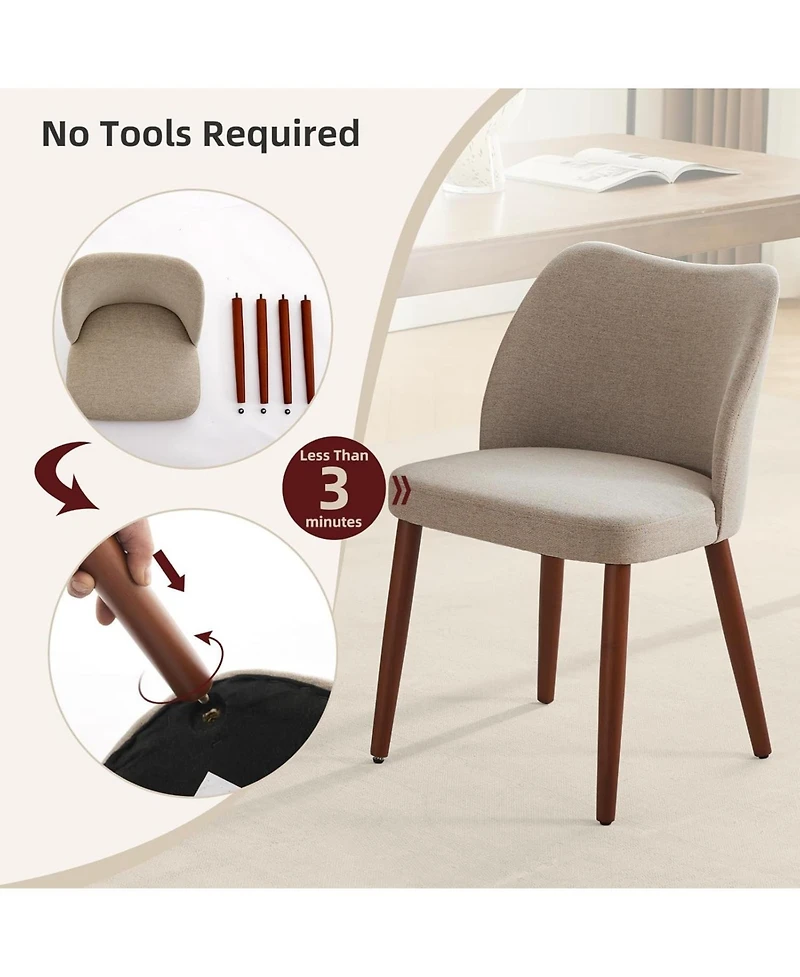 gaomon Linen Dining Chairs Set of 4, Upholstered Wingback Chairs with Wood Legs