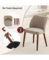 gaomon Linen Dining Chairs Set of 4, Upholstered Wingback Chairs with Wood Legs
