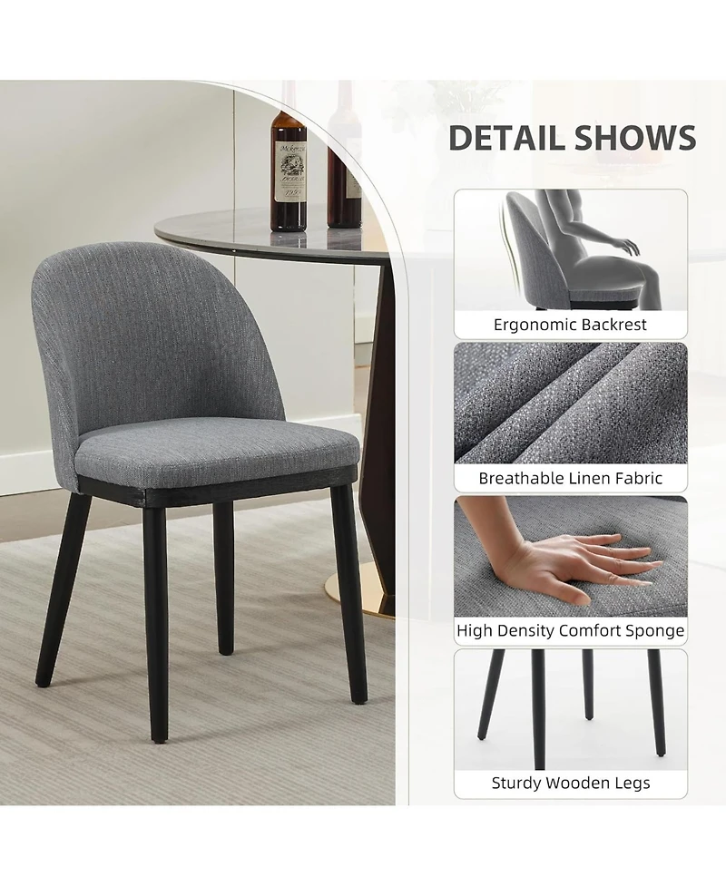 gaomon Upholstered Dining Chairs Set of 6, Fabric Chairs with Thick Cushion and Curved Back