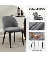 gaomon Upholstered Dining Chairs Set of 6, Fabric Chairs with Thick Cushion and Curved Back