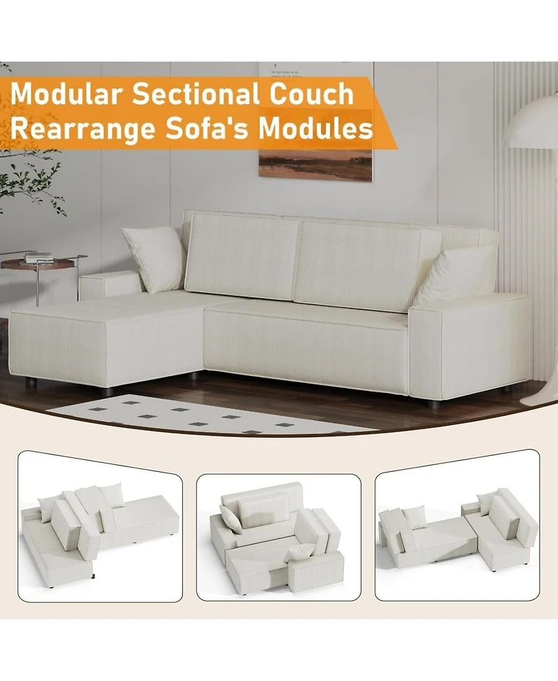 gaomon 70" Oversized Cloud Couch, Mid-Century Chenille Sofa with Usb and Side Pockets, Deep Seat