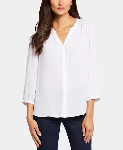 Nydj Petite Pintuck Split neck Top