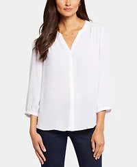 Nydj Petite Pintuck Split neck Top