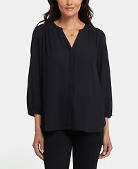 Nydj Petite Pintuck Split neck Top