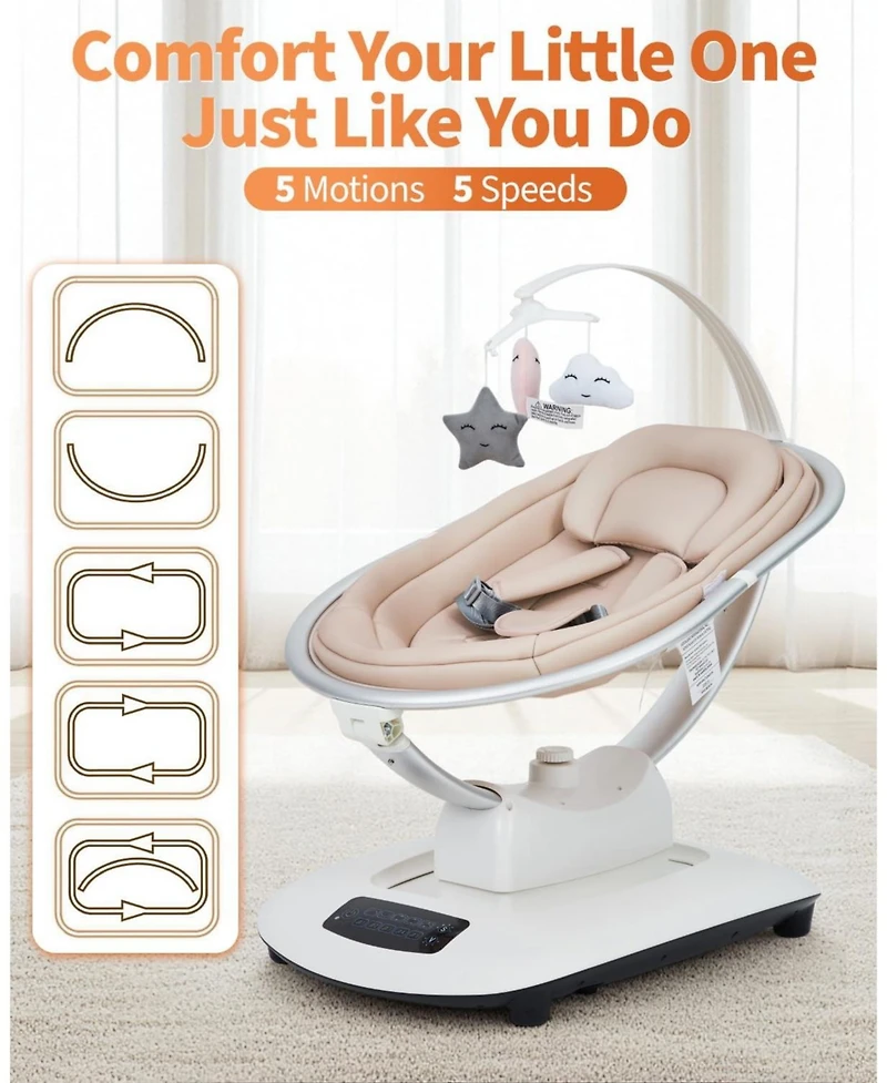gaomon Electric Baby Swing with 5 Motion Modes, 5 Speeds, Remote Control, Seat, 5-Point Harness