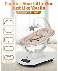 gaomon Electric Baby Swing with 5 Motion Modes, 5 Speeds, Remote Control, Seat, 5-Point Harness