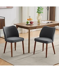 gaomon Linen Dining Chairs Set of 6, Upholstered Wingback Chairs with Wood Legs