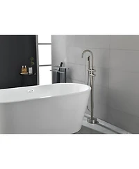 Busdays Floor Mounted Tub Faucet High Flow Freestanding Tub Filler Faucet with Handheld Shower Head and Swivel Spout
