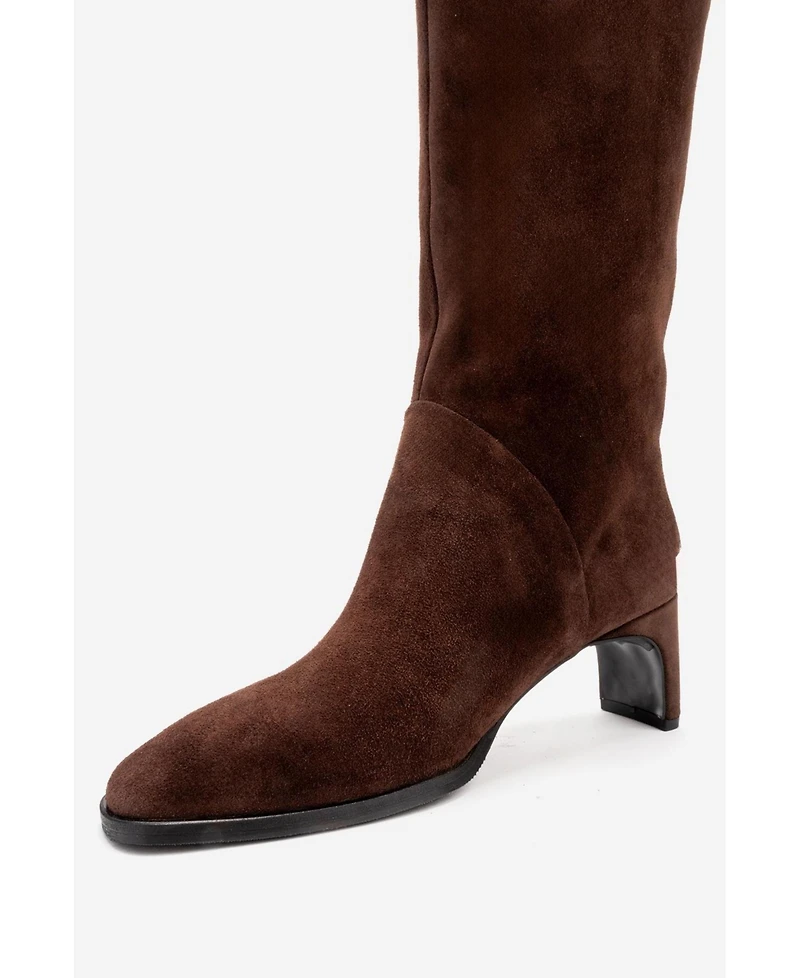 Forever & Always Shoes Women's Taly Leather Block Heel Knee High Boot