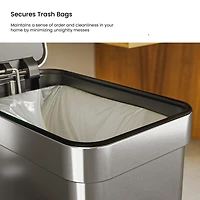 Home Zone Living 3 Gallon Slim Stainless Steel Trash Can with CleanAura Odor Control and Soft Close Lid, Silver