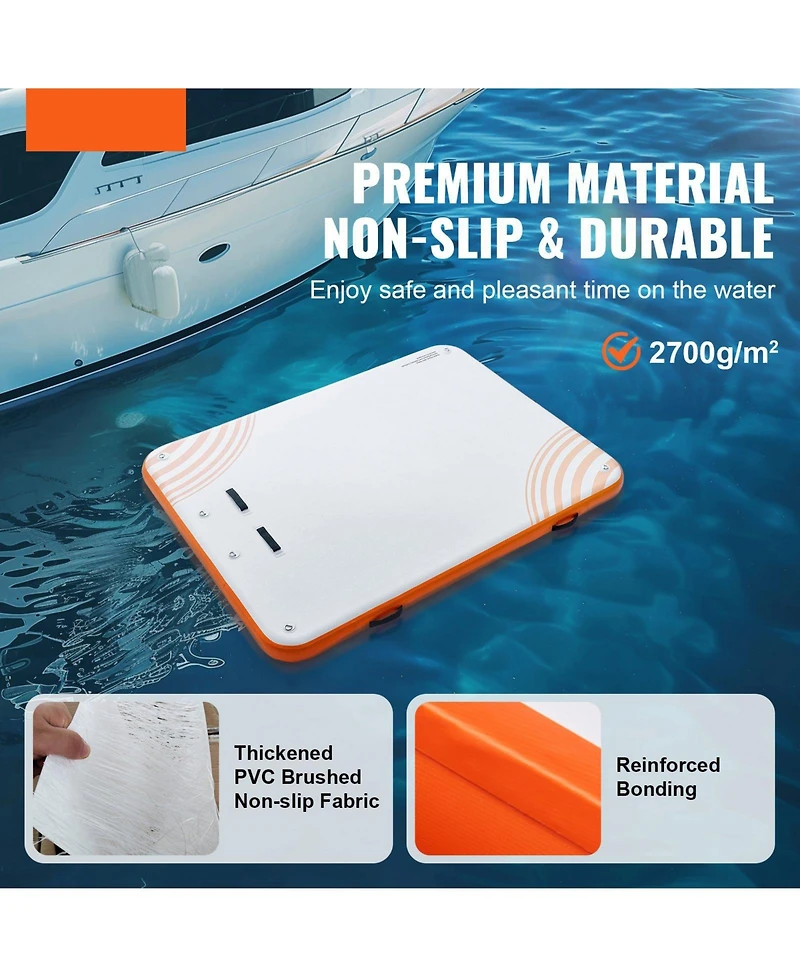 Mecale Inflatable Floating Dock Platform with Non-Slip Surface and Ladder