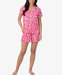 Cuddl Duds Women's Short-Sleeve Top and Pull-On Pajama Shorts