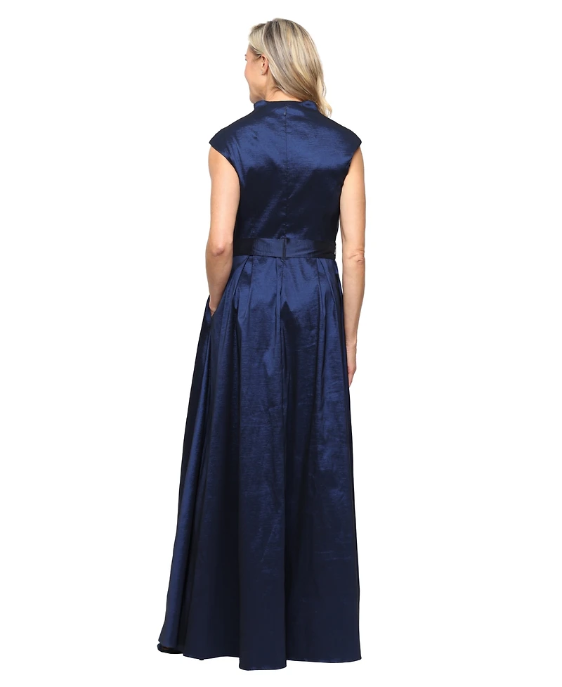 Alex Evenings Women's Stretch Taffeta V-Neck Ball Gown