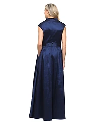 Alex Evenings Women's Stretch Taffeta V-Neck Ball Gown