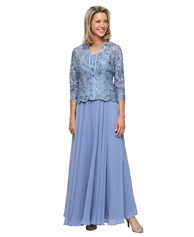 Alex Evenings Women's Scoop Neck Ball Gown & Jacket, 2-Piece Set