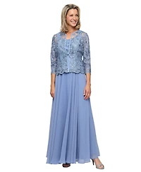 Alex Evenings Women's Scoop Neck Ball Gown & Jacket, 2-Piece Set