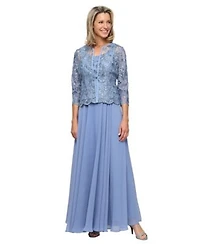 Alex Evenings Womens Scoop Neck Ball Gown Jacket 2 Piece Set